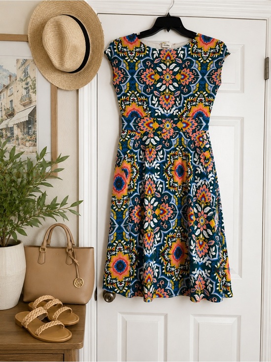 Boden Dresses & Skirts - Boden Multicolor Floral Medallion Fit-&-Flare Midi Dress